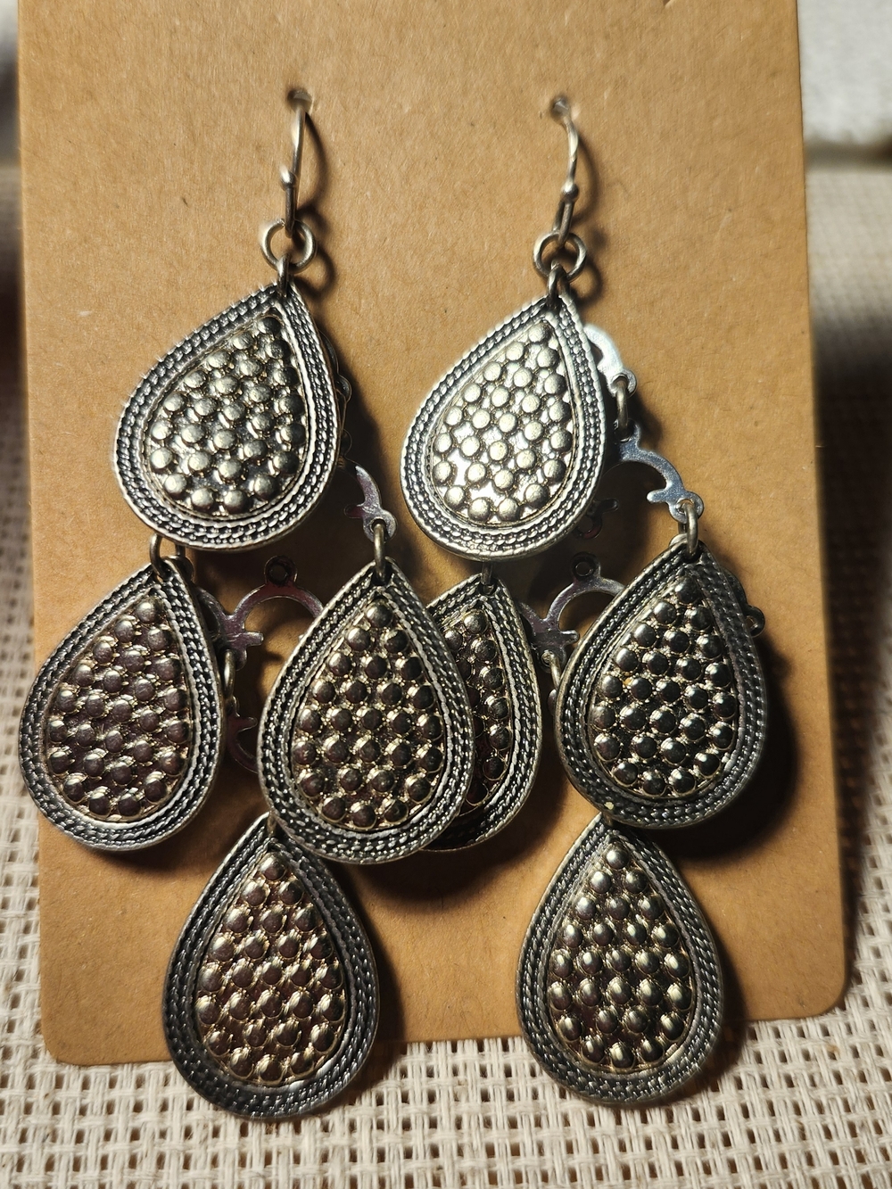 Boho Silver Teardrop Dangle Earrings - Women Jewelry